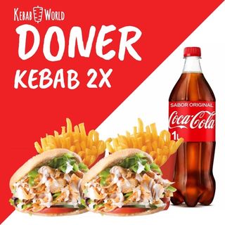 2 doner kebab+2 batata+1 bottle coco cola (1 litre)