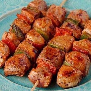 Espetadas de peru grelhadas 