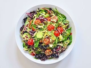 Cucumber tomato avocado salad