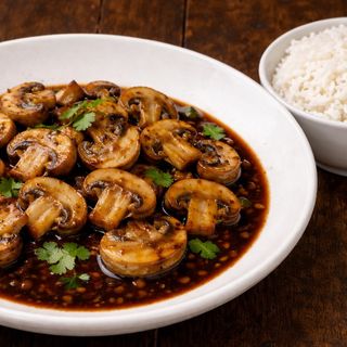 酱香口蘑(含米饭) Cogumelos assados na fonte da casa (com arroz)