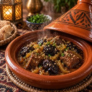 Tajine de Carne com Ameixas Caramelizadas e Sésamo
