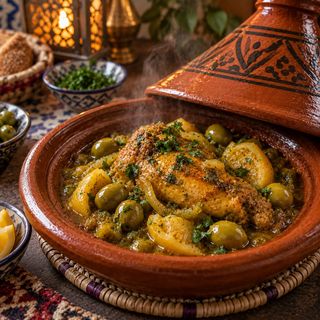 Tajine de Frango com Azeitonas e Limão