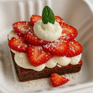 Morangos e Ganache Branco - Brownie