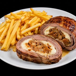 Rolo de Carne Recheado com Farinheira e Queijo