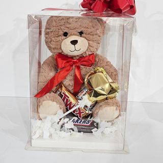 caixa com urso feliz