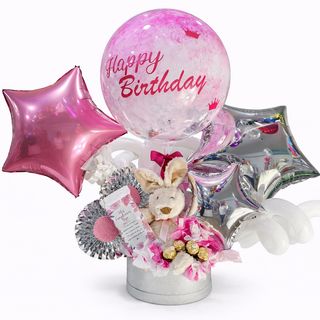 Arranjo de balões feliz aniversario