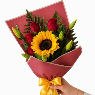 Ramo de Girassol com Rosas Premium