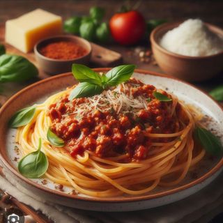 Espaguete à bolonhesa+ Bebida