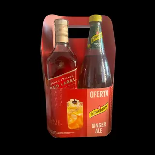 Kit Whisky Red Label + Ginger Ale Tónica Schweppes 1L