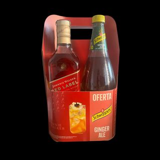 Kit Whisky Red Label + Ginger Ale Tónica Schweppes 1L 