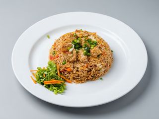 Thai chiken rice (Arroz de frango tailandês)