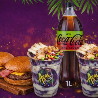 Combo para Partilhar 2 Açaí + 2 Hamburguer