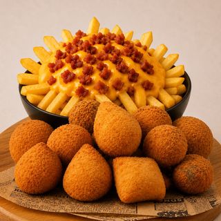 Combo 2 - 30 Salgados Miniatura Sortidos + Batata Frita com Bacon e Cheddar Media