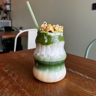 Iced Matcha Popcorn Latte