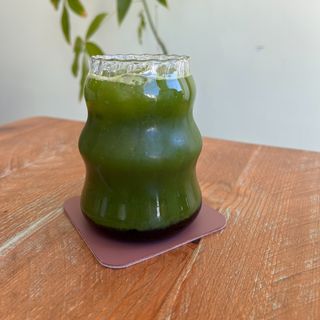 Iced strawberry matcha lemonade