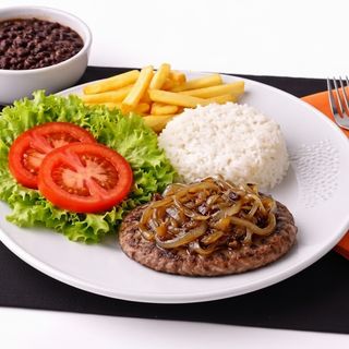 Prato Hamburguer Artesanal com Cebola Caramelizada