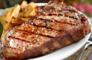 Bife da Vazia com batata frita e arroz (Marmoreada)