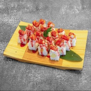 A708 Rolo de Ananás com Gambas Panadas + Molho Morango