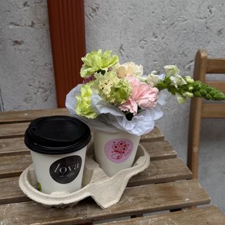 Matcha latte with flowers