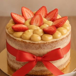 Bolo Artesanal de Baunilha com Nido e Morango *FATIA*