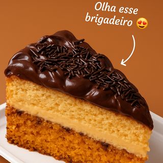 Bolo Artesanal de Cenoura com Chocolate ao leite *FATIA*