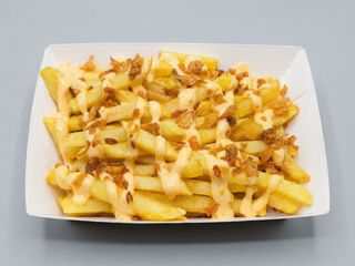 Batatas Fritas C/ Cheddar e Cebola Frita