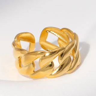 Anel dourado corrente larga em aço inoxidável