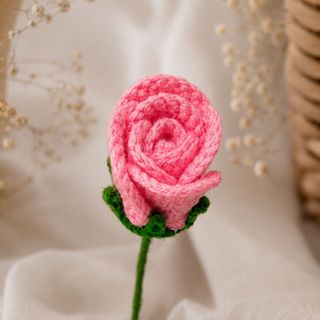 Rosa rosa bebé em crochet