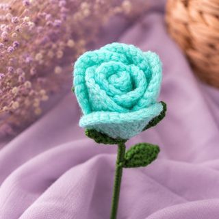 Rosa turquesa em crochet