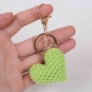 Porta chaves coração verde de crochet