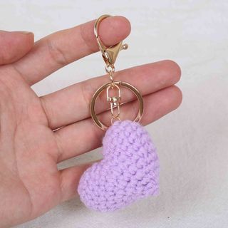 Porta chaves coração lilas de crochet