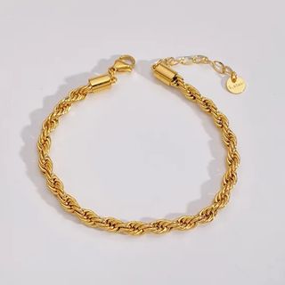 Pulseira cordão em aço inoxidável dourada 