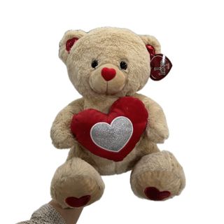 Peluche médio bege com coração 