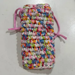 Bolsa de óculos em crochet multicolor