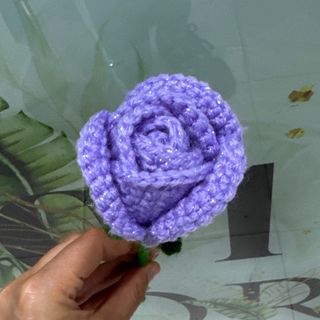 Botão rosa lilás crochet