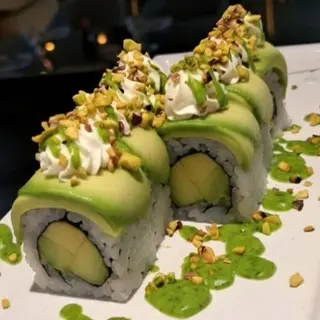 Vegan uramaki with avocado and topped with avocado and Philadelphia 8 pcs