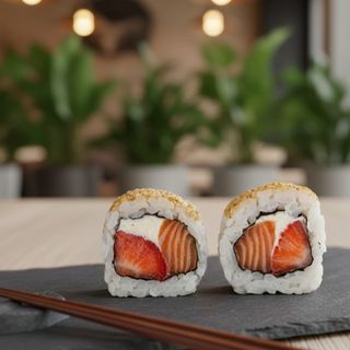 Uramaki de Morango com Queijo Filadélfia (8 Peças)