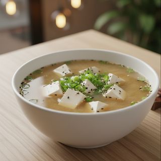 Sopa de Missô com Cebolinho, Gergelim e Tofu