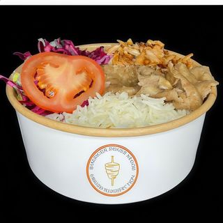 Doner kebab with rice bowl 