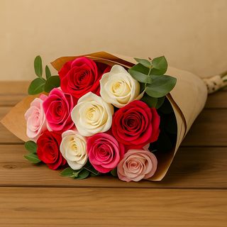 Bouquet de 12 Rosas – Cor à Sua Escolha