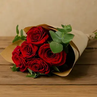 Bouquet de 6 Rosas Vermelhas – Cor à Sua Escolha