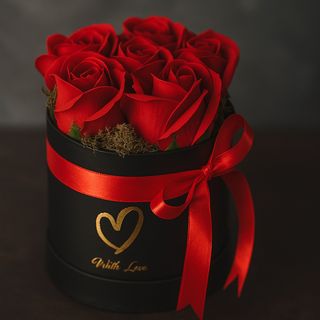 Arranjo Romântico de Rosas de Sabão.