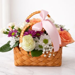 Cesto com amor flores delicadas, especialmente criado para celebrar o Dia da Mãe.