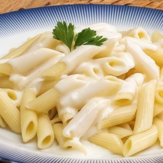 Massa com molho branco e queijo ralado