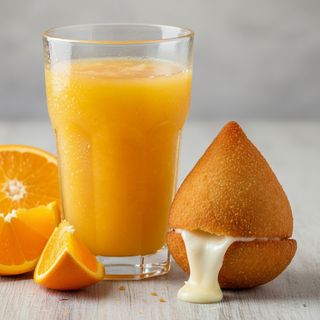 Sumo de Laranja natural e 1 coxinhas