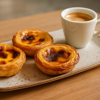 Café e 3 pastéis de nata