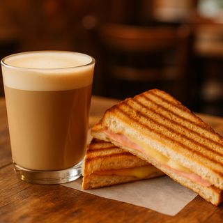 Galão e tosta mista