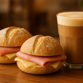 Galão e 2 sandes mistas