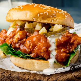 SSB Crispy chicken with Hot Sauce Burger