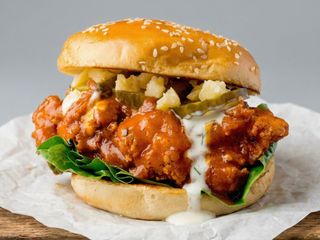SSB Crispy chicken with Hot Sauce Burger